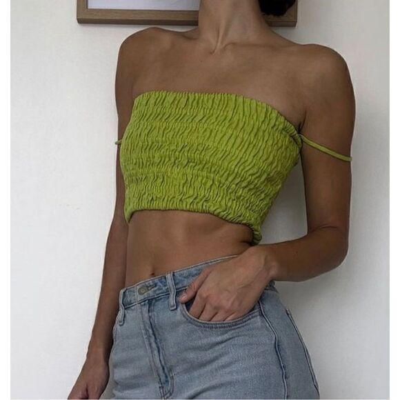 Faithful The Brand Latia Crop Top - plain kaffir lime Green size XS/2 NWT$139 - Picture 1 of 5